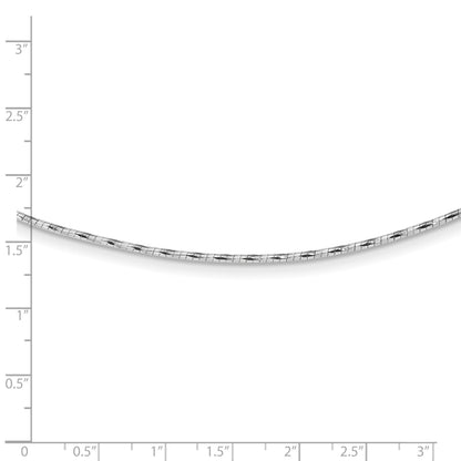 14K White Gold Polished Diamond-cut 1.25mm 18 inch Round Twisted Omega Necklace Plus 2 inch Heart Chain Extender