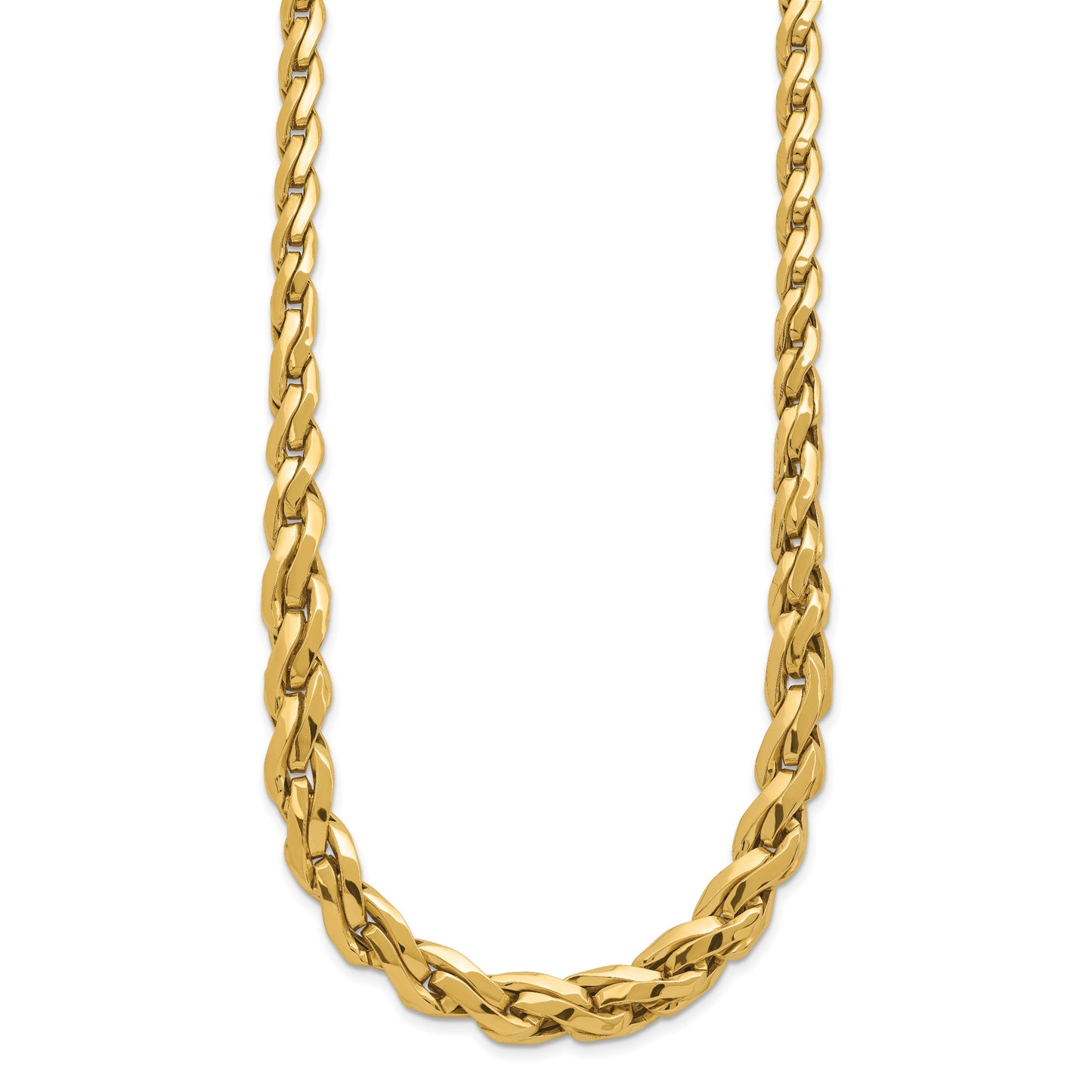 14k Polished 7mm Graduated Fancy Link 18 inch Necklace