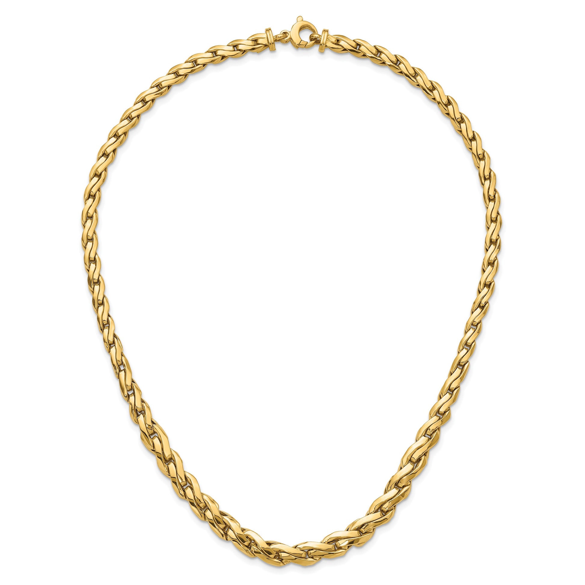 14k Polished 7mm Graduated Fancy Link 18 inch Necklace