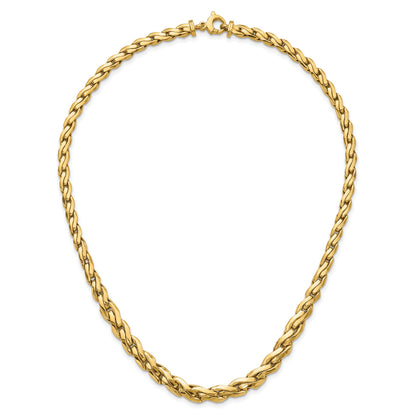 14k Polished 7mm Graduated Fancy Link 18 inch Necklace