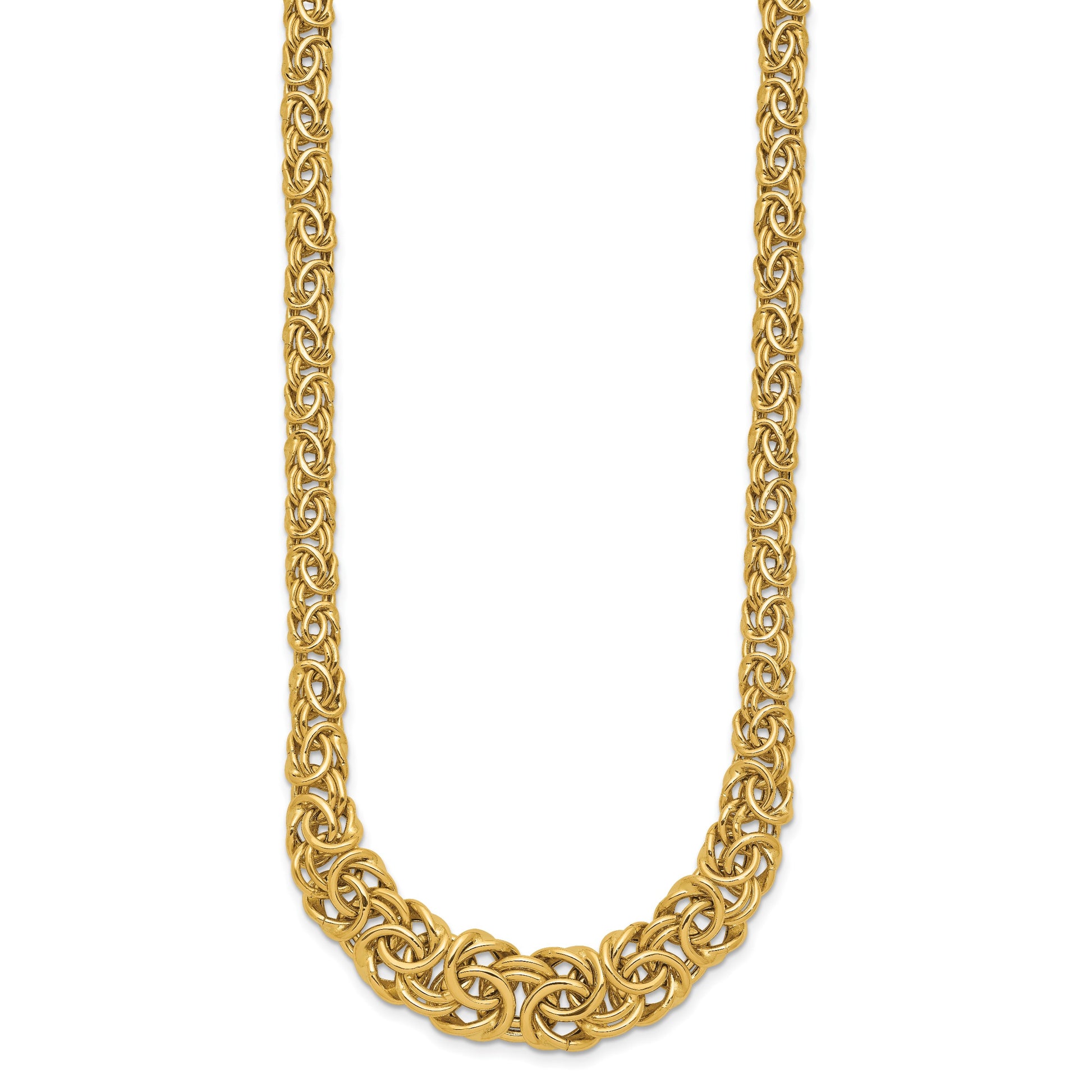 14k Graduated 7-10mm Fancy Byzantine 17.25 inch Necklace