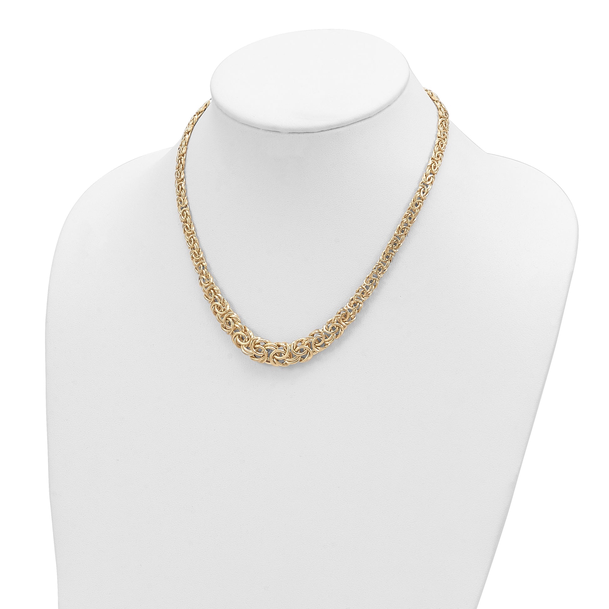 14k Graduated 7-10mm Fancy Byzantine 17.25 inch Necklace