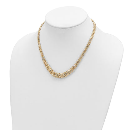 14k Graduated 7-10mm Fancy Byzantine 17.25 inch Necklace
