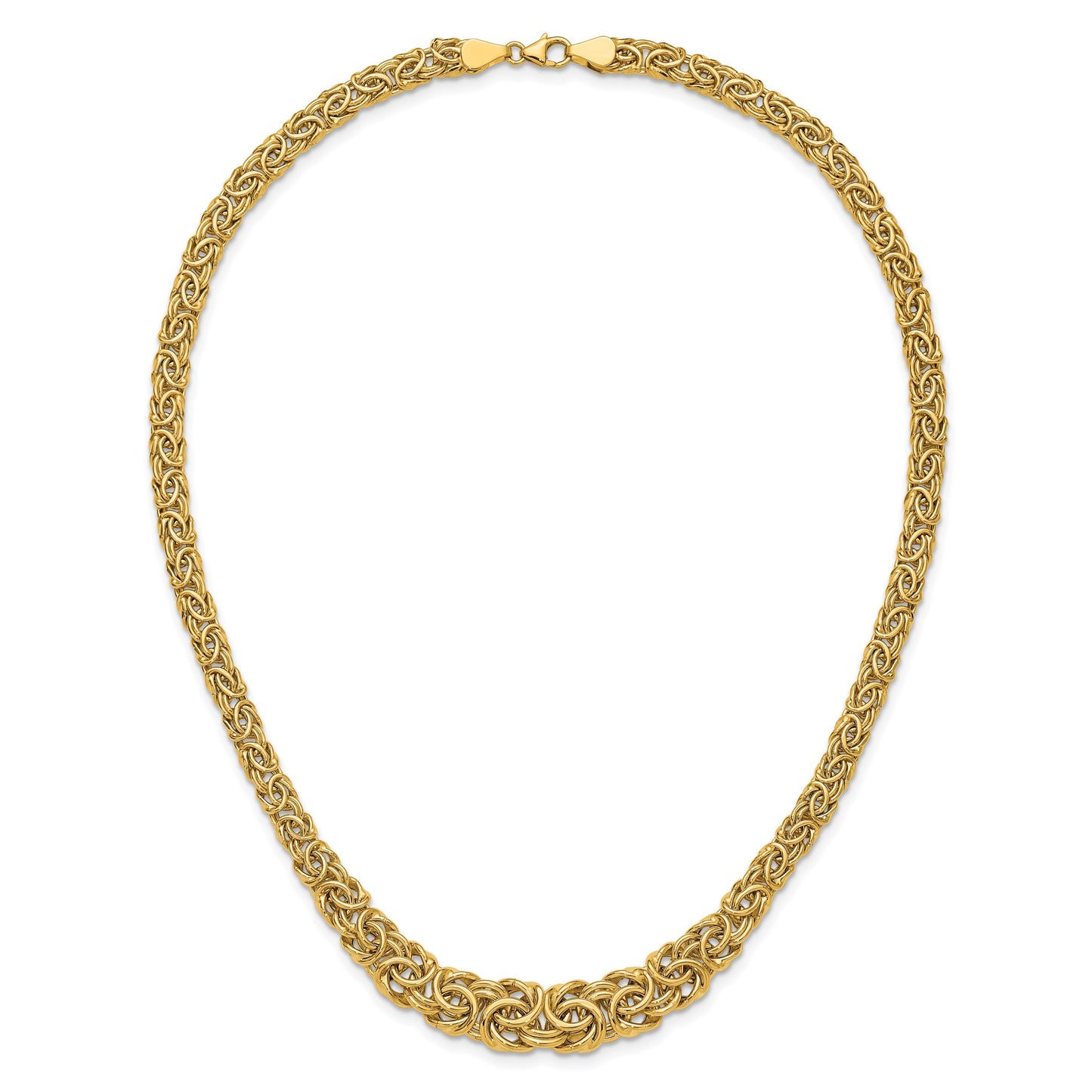 14k Graduated 7-10mm Fancy Byzantine 17.25 inch Necklace
