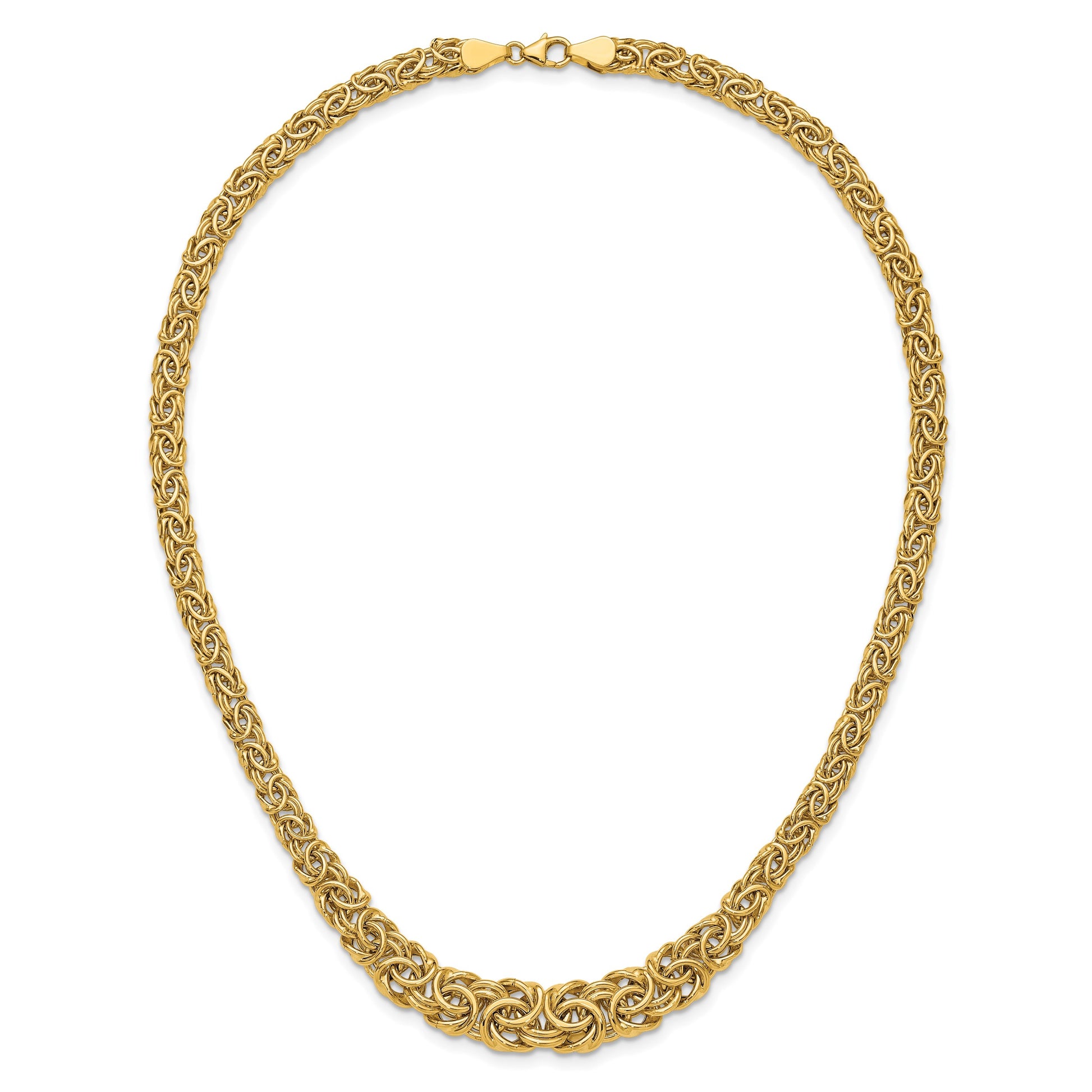 14k Graduated 7-10mm Fancy Byzantine 17.25 inch Necklace