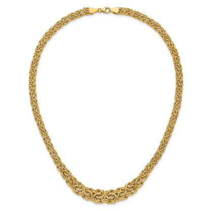 14k Graduated 7-10mm Fancy Byzantine 17.25 inch Necklace