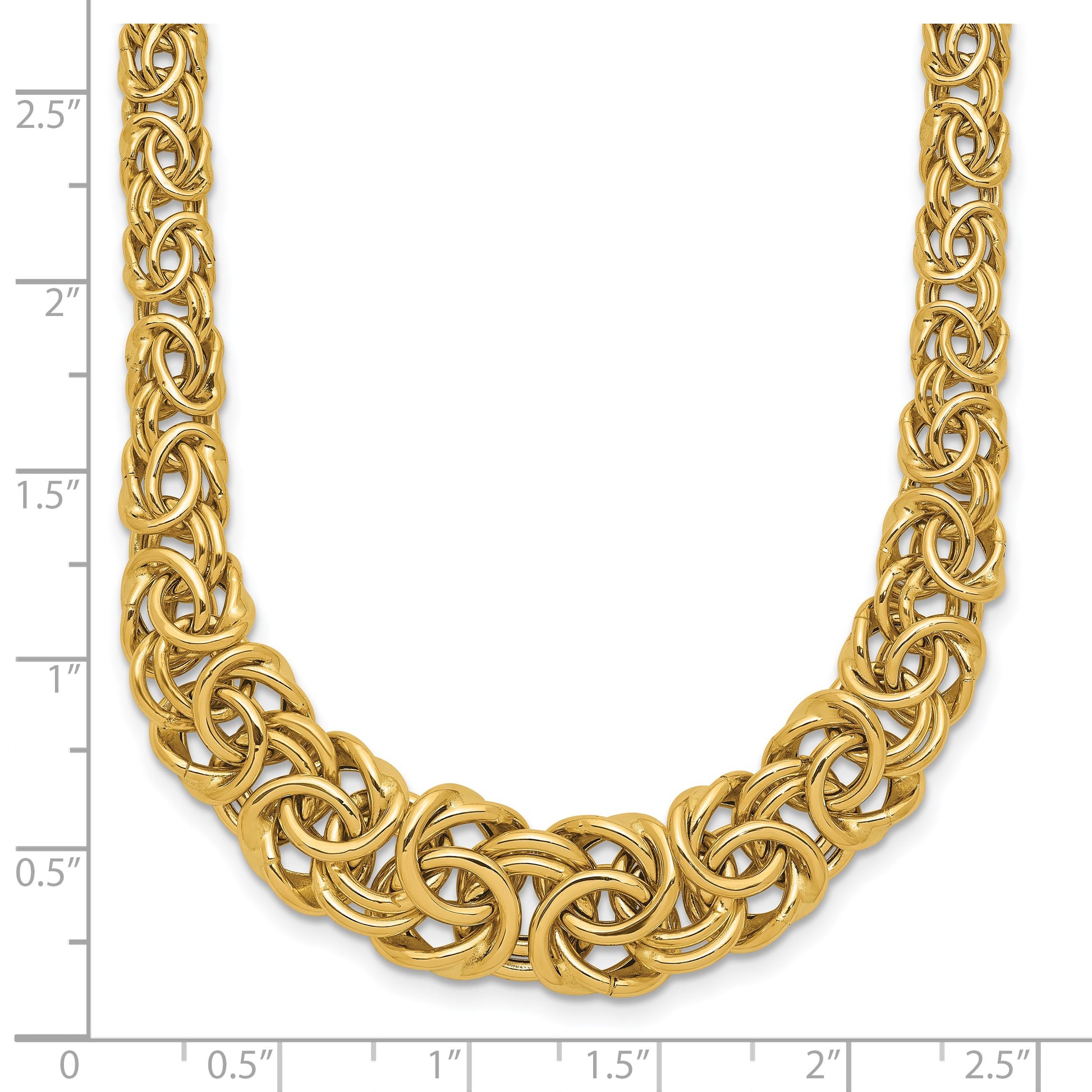 14k Graduated 7-10mm Fancy Byzantine 17.25 inch Necklace