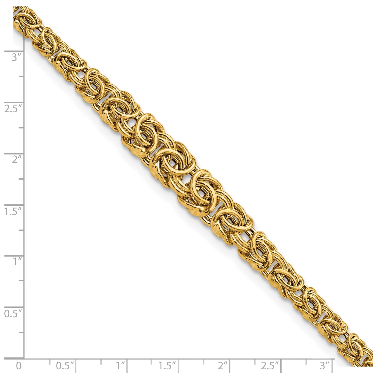 14k Graduated 7-10mm Fancy Byzantine 7.25 inch Bracelet