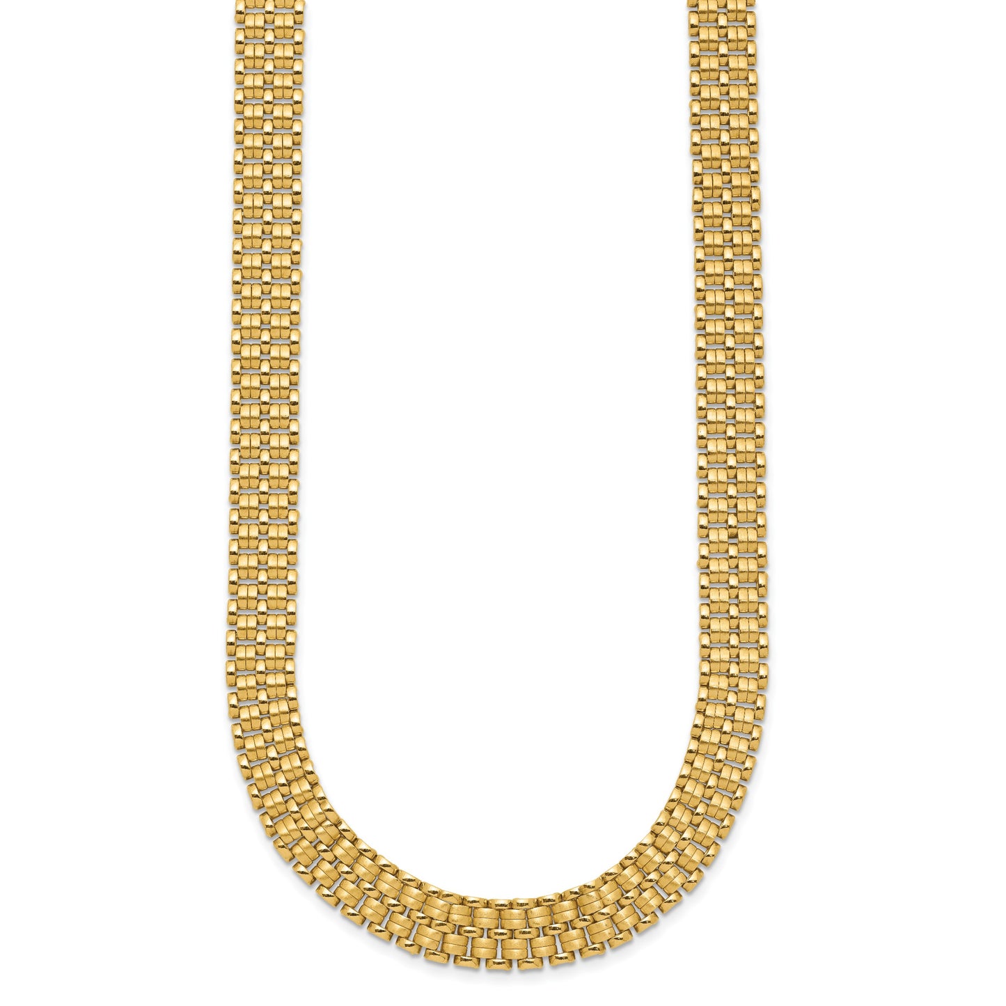 14K Brushed and Polished Basket Weave Pattern 17 inch Necklace