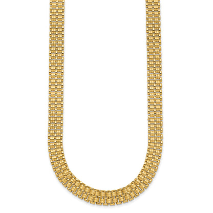 14K Brushed and Polished Basket Weave Pattern 17 inch Necklace