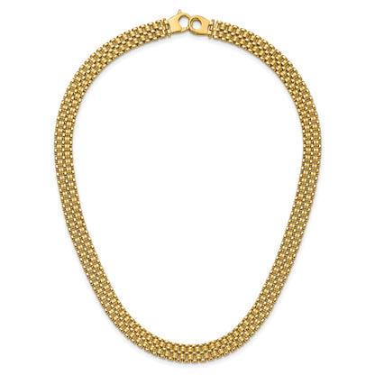 14K Brushed and Polished Basket Weave Pattern 17 inch Necklace
