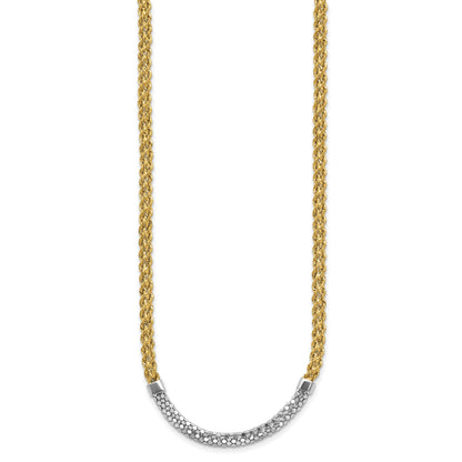 14K and White Rhodium Diamond-cut Twisted Fancy Rope 18 inch Necklace