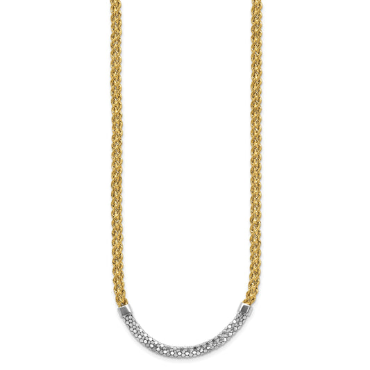 14K and White Rhodium Diamond-cut Twisted Fancy Rope 18 inch Necklace