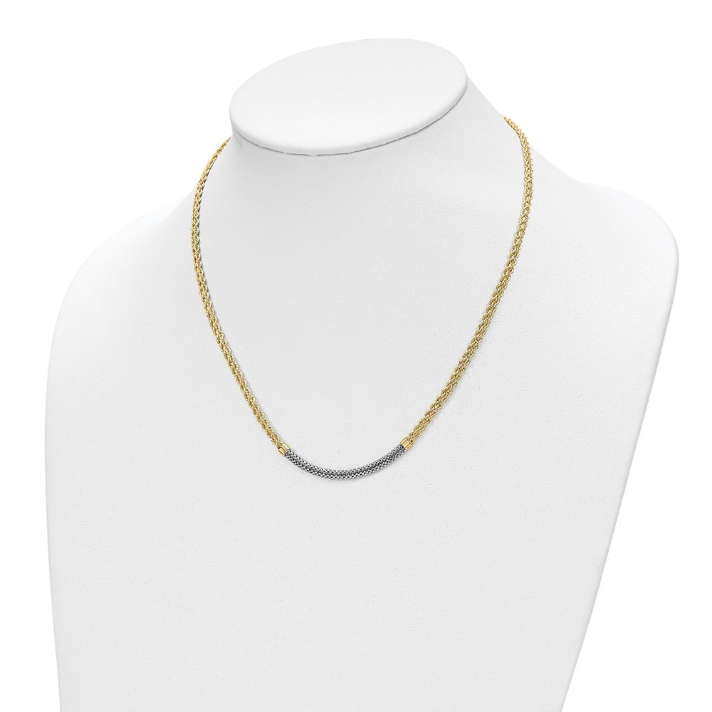 14K & White Rhodium D/C Twisted Fancy Necklace