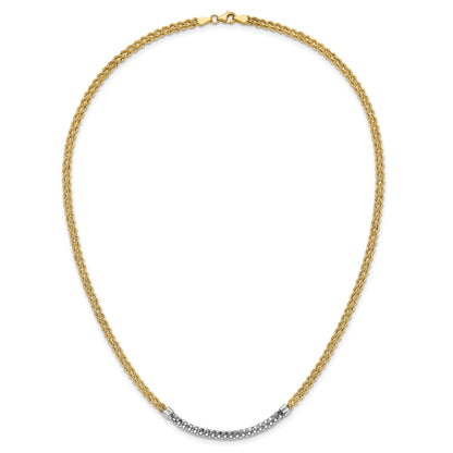 14K and White Rhodium Diamond-cut Twisted Fancy Rope 18 inch Necklace