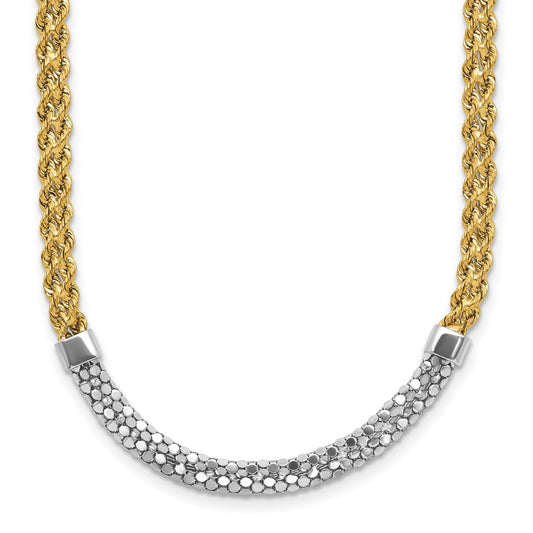 14K & White Rhodium D/C Twisted Fancy Necklace