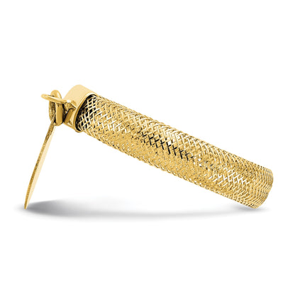 14K 4mm Woven Mesh with Polished Heart Charm Stretch Ring