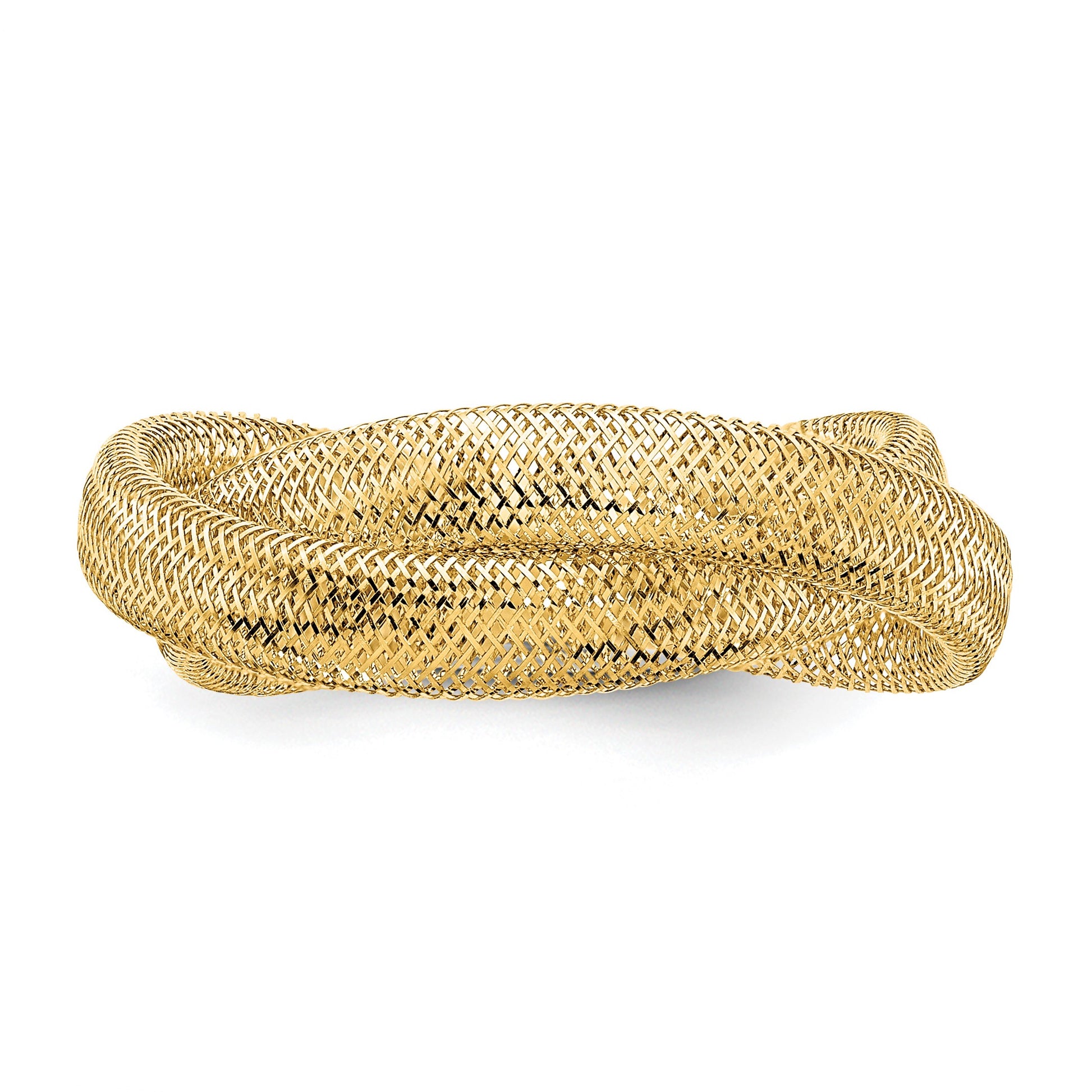 14K 8mm Twisted Woven Mesh Stretch Ring
