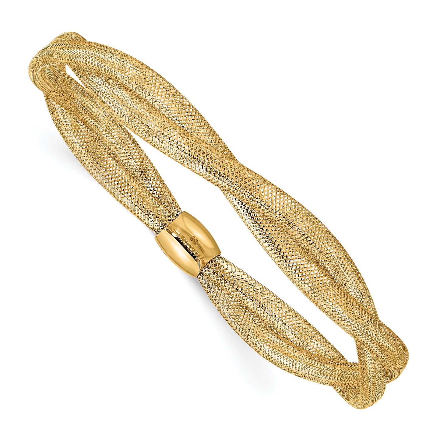 14K Twisted Woven Mesh Slip-on Stretch Bracelet
