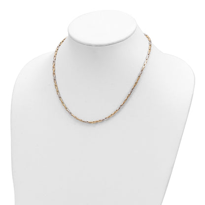 14K Two-Tone Polished 2.5mm Fancy Link 18 inch Necklace