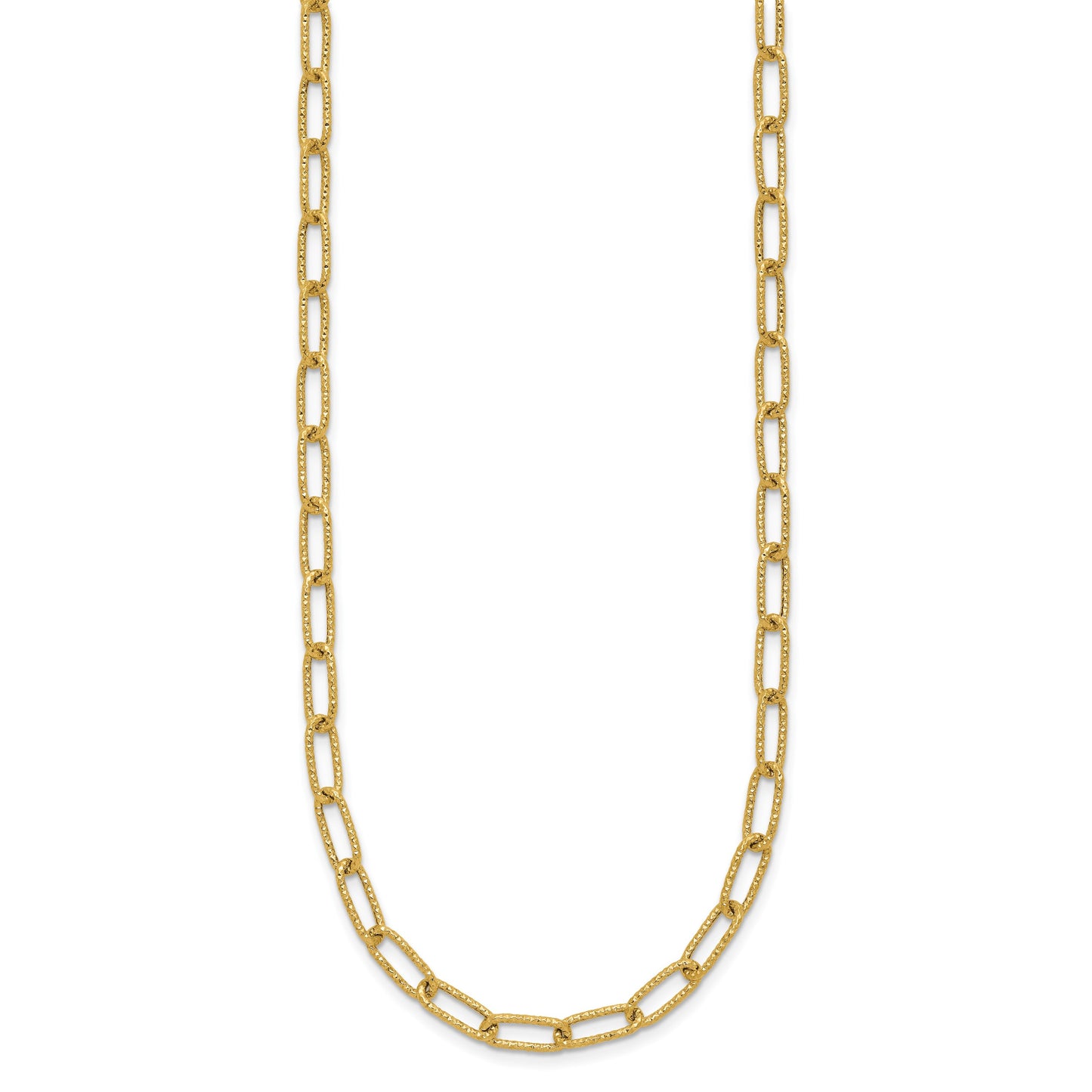 14K Textured 3.75mm Fancy Open Link 18 inch Necklace