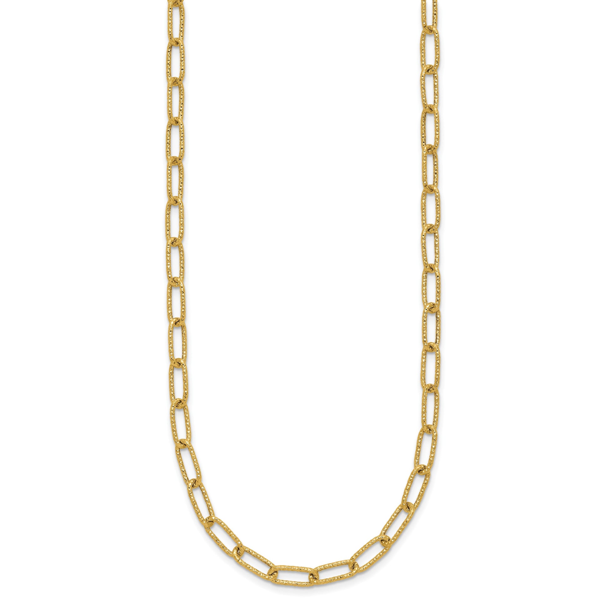 14K Textured 3.75mm Fancy Open Link 18 inch Necklace