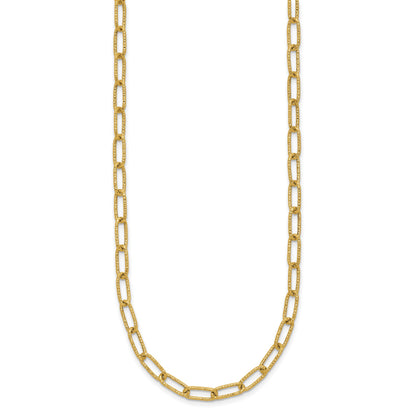 14K Textured 3.75mm Fancy Open Link 18 inch Necklace