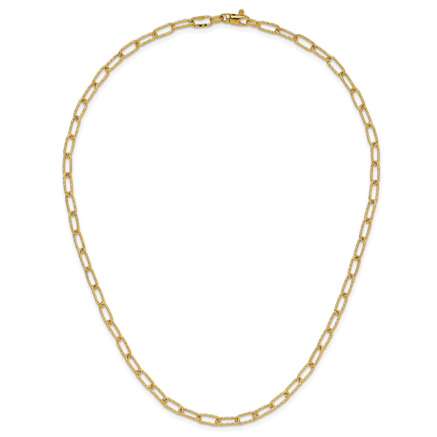 14K Textured 3.75mm Fancy Open Link 18 inch Necklace