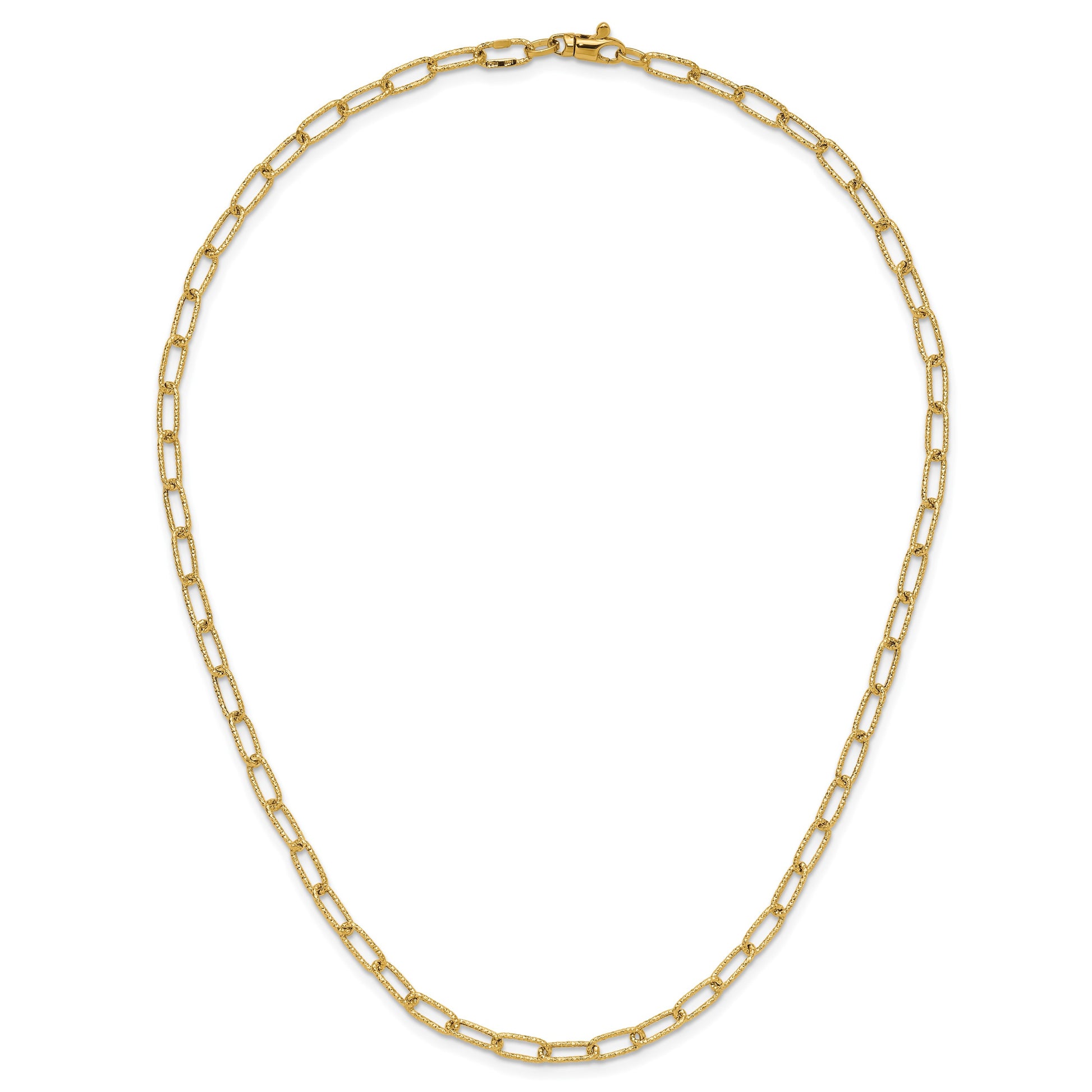 14K Textured 3.75mm Fancy Open Link 18 inch Necklace