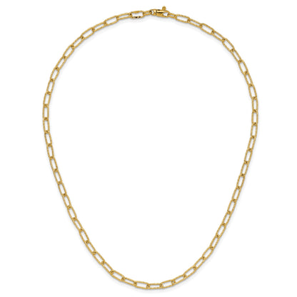 14K Textured 3.75mm Fancy Open Link 18 inch Necklace