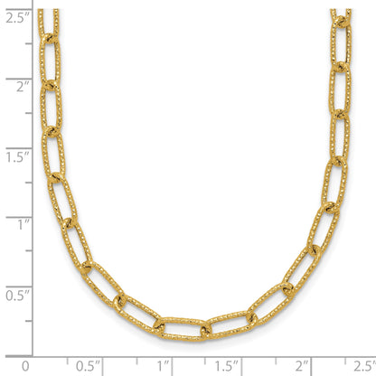 14K Textured 3.75mm Fancy Open Link 18 inch Necklace