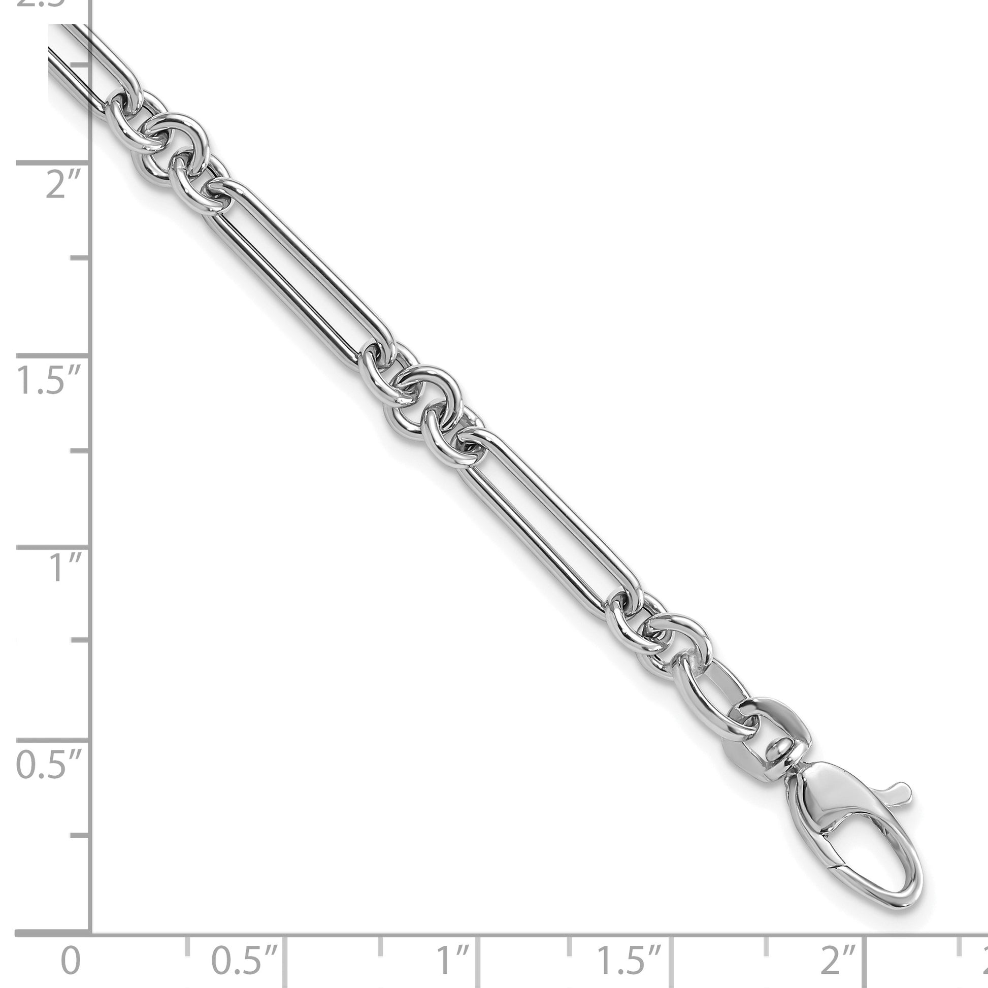 14k White Gold Polished Fancy Figaro Link 7.5 inch Bracelet