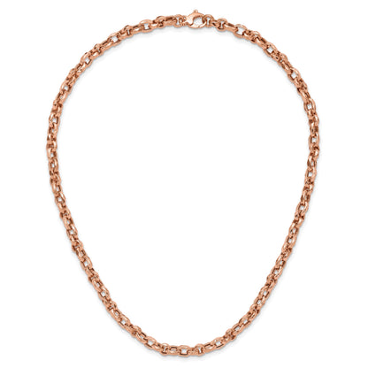14K Rose Gold Polished 4mm Fancy Faceted Link 18 inch Necklace