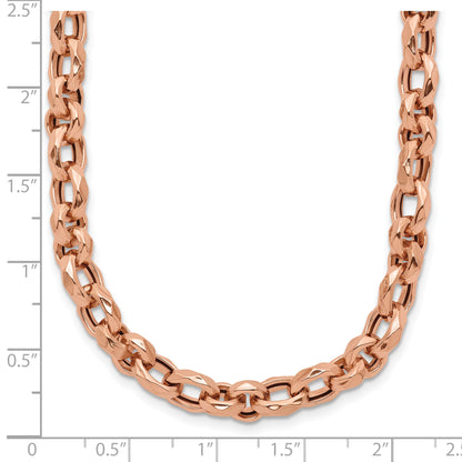 14K Rose Gold Polished 4mm Fancy Faceted Link 18 inch Necklace