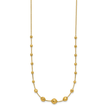 14K Polished Graduated Facet Beads 17 inch Necklace
