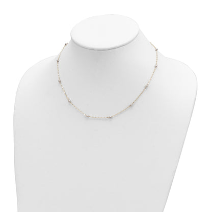 14K Two-tone Polished Bead Fancy 17 inch Station Necklace