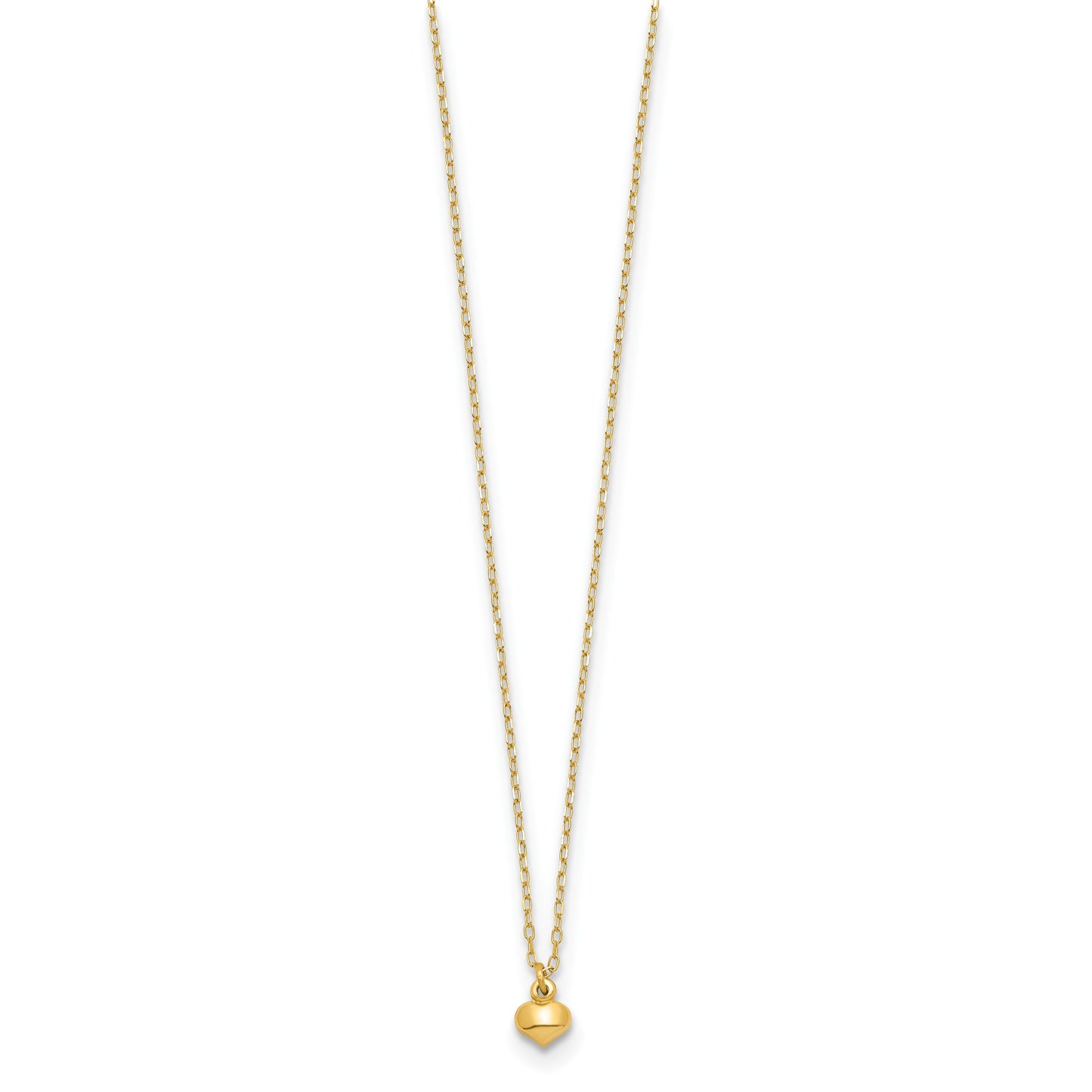 14k Polished Tiny Puffed Heart Pendant 16.5 inch Necklace