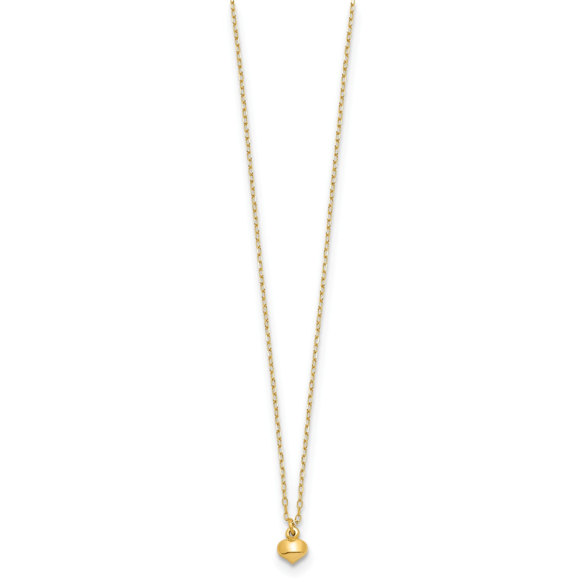 14k Polished Tiny Puffed Heart Pendant 16.5 inch Necklace