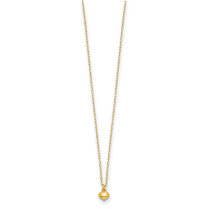 14k Polished Tiny Puffed Heart Pendant 16.5 inch Necklace