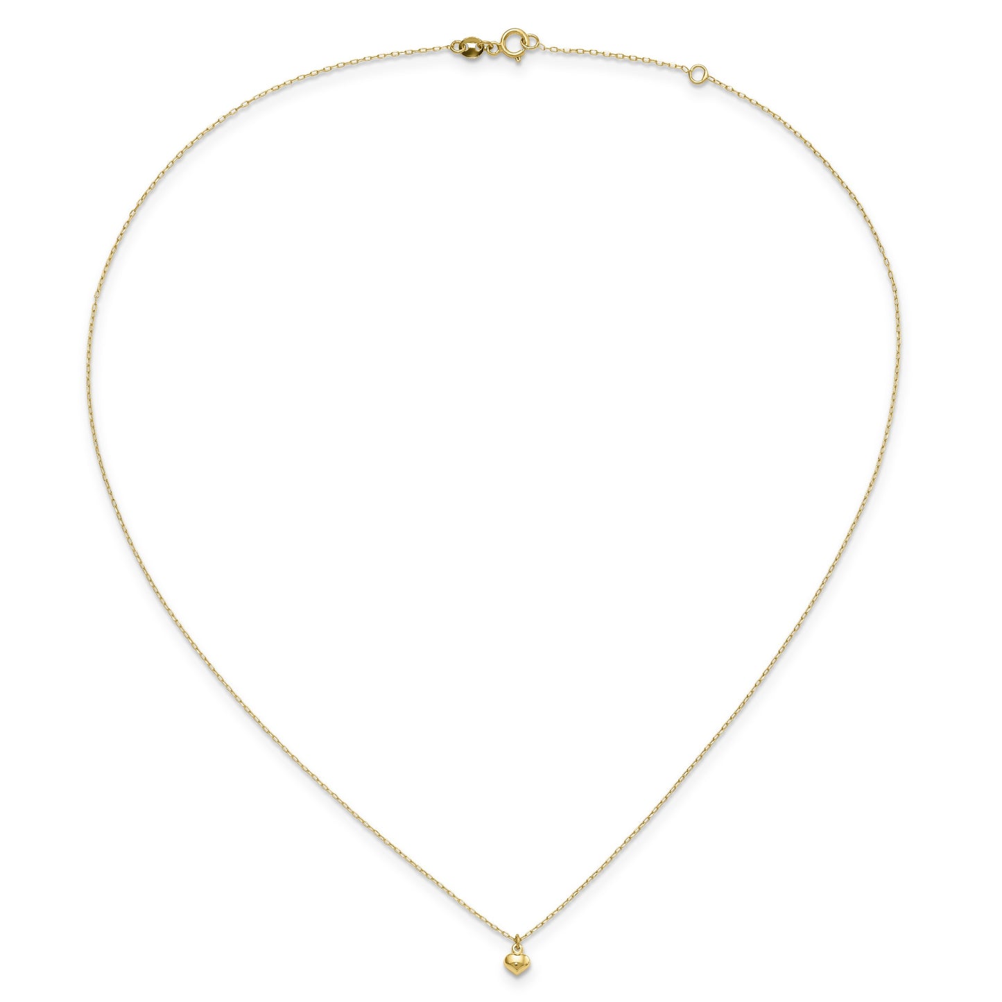 14k Polished Tiny Puffed Heart Pendant 16.5 inch Necklace