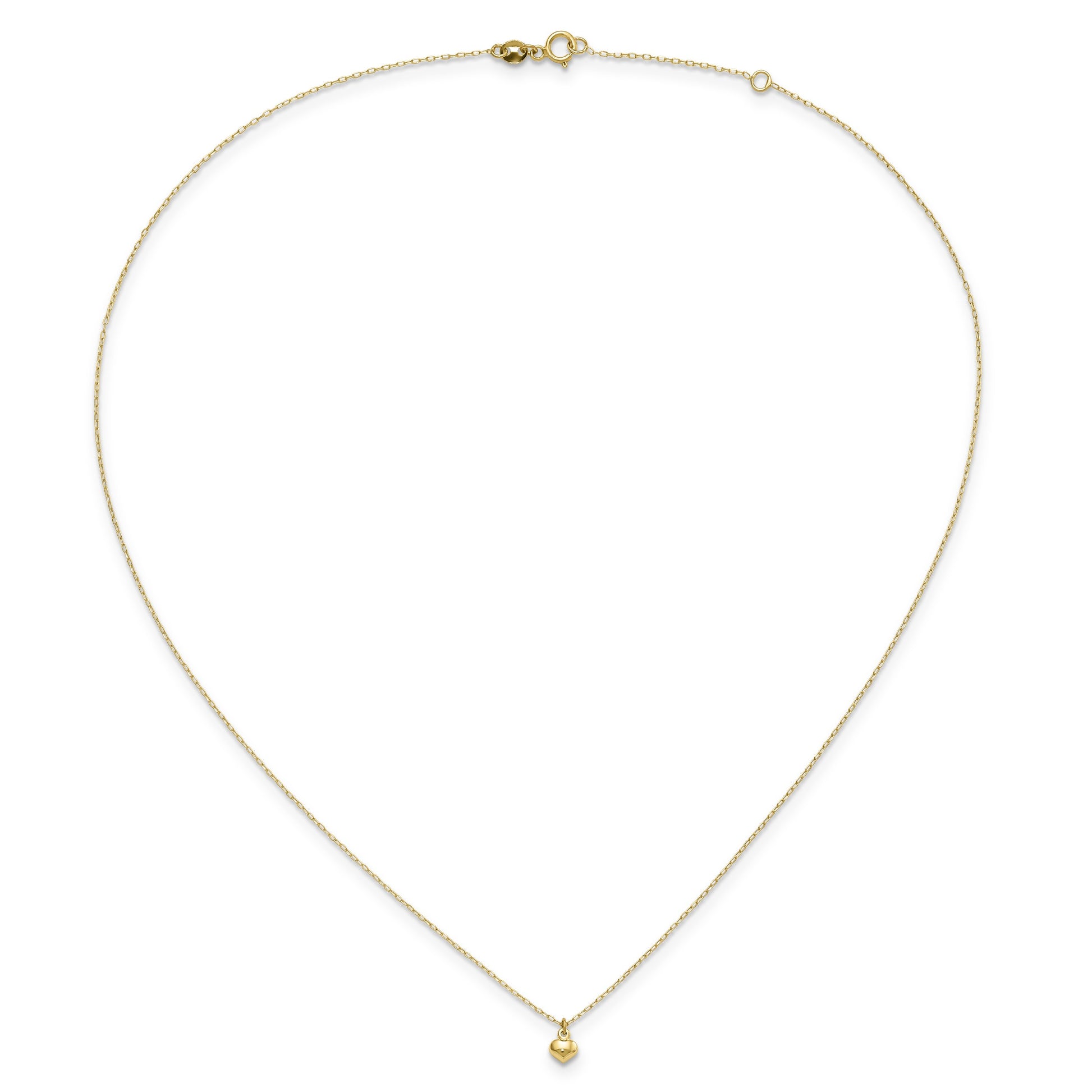 14k Polished Tiny Puffed Heart Pendant 16.5 inch Necklace