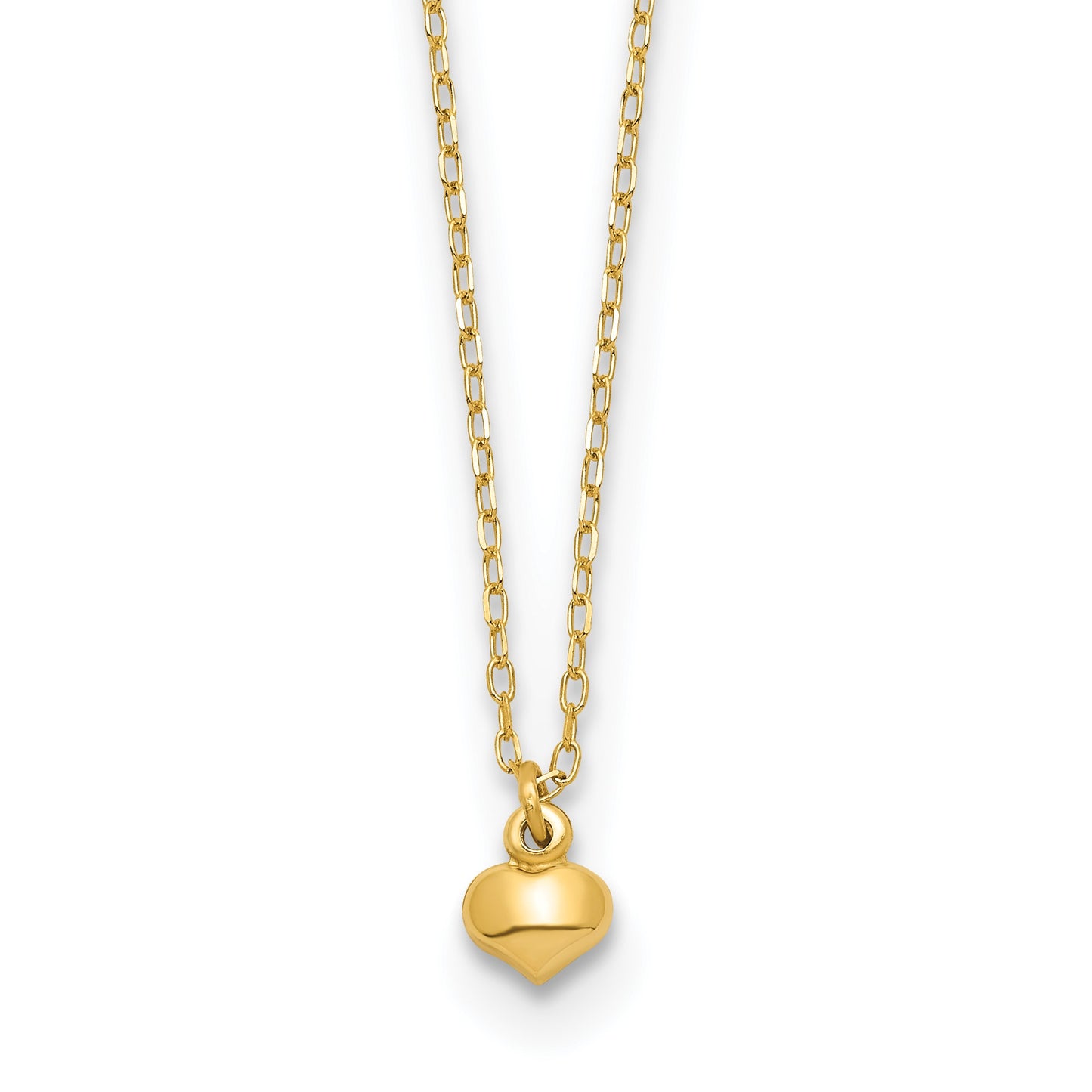 14k Polished Tiny Puffed Heart Pendant 16.5 inch Necklace