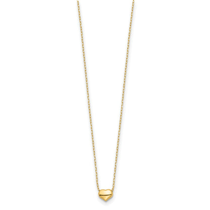14k Polished Puffed Heart Pendant 16.5 inch Necklace
