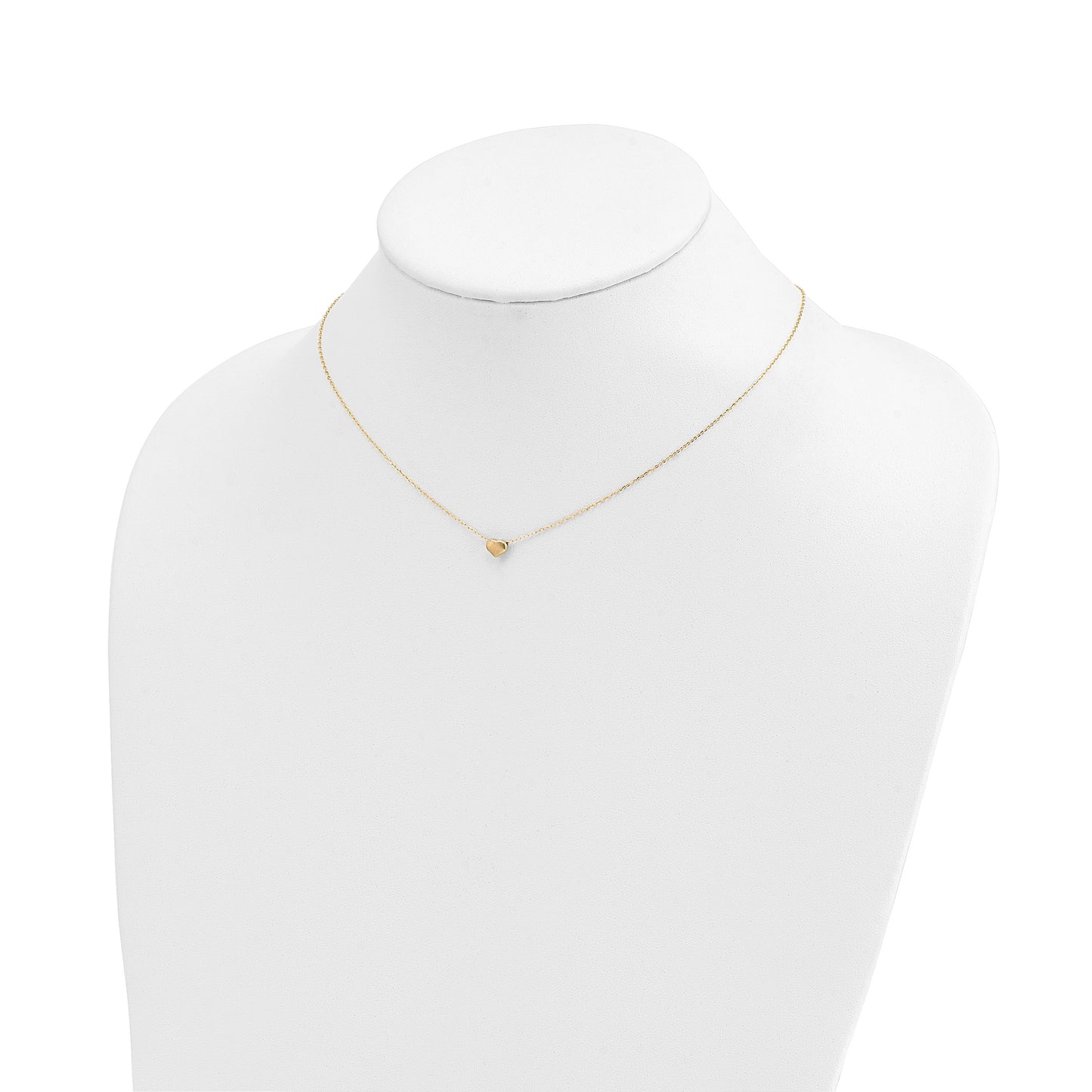 14k Polished Puffed Heart Pendant 16.5 inch Necklace