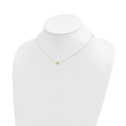 14k Polished Puffed Heart Pendant 16.5 inch Necklace