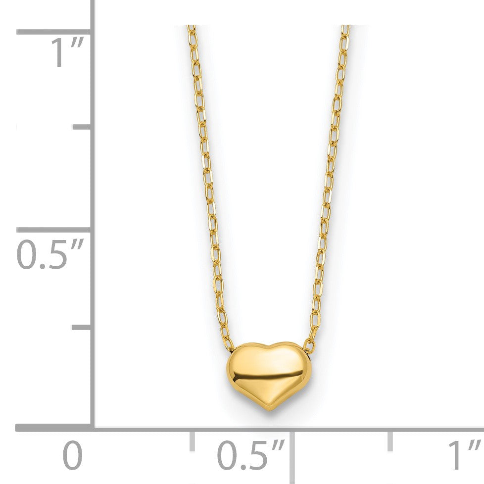 14k Polished Puffed Heart Pendant 16.5 inch Necklace