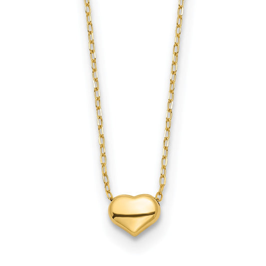 14k Polished Heart 16.5in Necklace