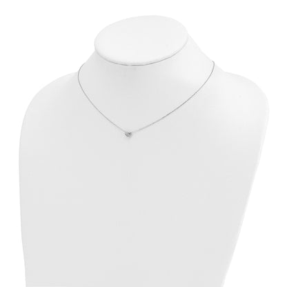 14k White Gold Polished Puffed Heart Pendant 16.5 inch Necklace