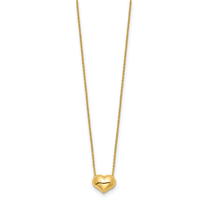 14k Polished Puffed Heart Pendant 16.5 inch Necklace