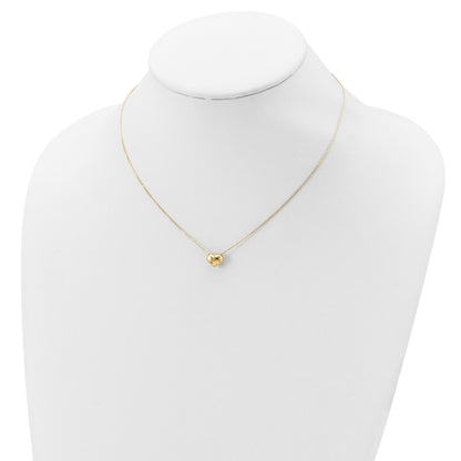 14k Polished Puffed Heart Pendant 16.5 inch Necklace